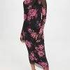 Wholesale ???? AFRM Shailene Turtleneck Mesh Midi ???? Dress Noir Pink Bouquet ????