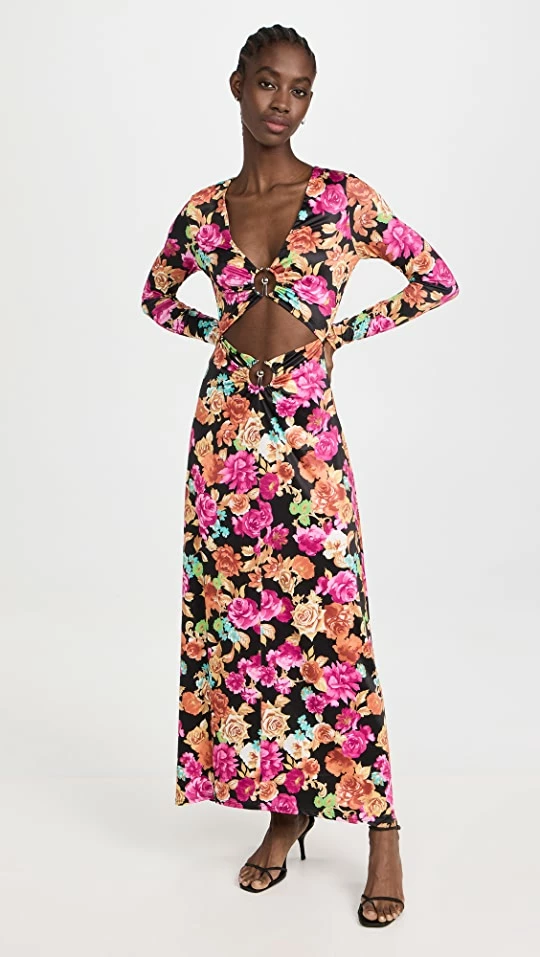 Best deal ❤️ AFRM Loraine Hardware Detail Cutout ???? Dress Noir Rose Bouquet ???? 1 Best deal ❤️ AFRM Loraine Hardware Detail Cutout ???? Dress Noir Rose Bouquet ????