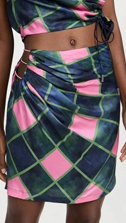 New ???? Ahluwalia Patel Draped ???? Skirt Pink/Blue Diamond ????