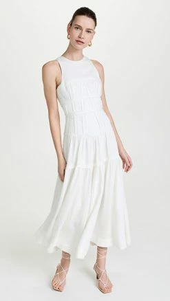 Best Sale ???? Aje Tidal Corset Midi ???? Dress Ivory ????