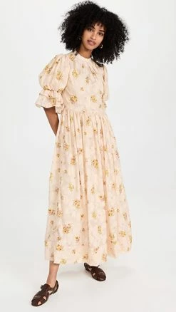 Outlet ???? Alemais Clementine Puff Sleeve Midi ???? Dress Cream ????