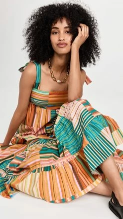 Top 10 ???? Alemais Sloane Tiered Midi ???? Dress Multi Stripe ✨