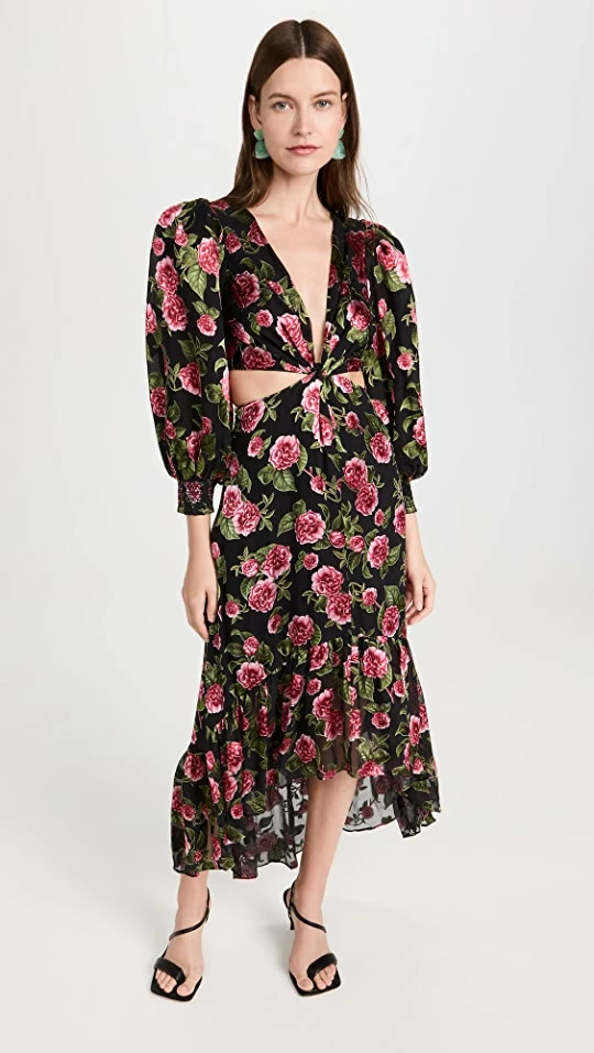 Cheapest ???? Alice + Olivia Katia Deep V Neck Twist Front Maxi ???? Dress Cheri Floral ???? 2 Cheapest ???? Alice + Olivia Katia Deep V Neck Twist Front Maxi ???? Dress Cheri Floral ???? - Image 2