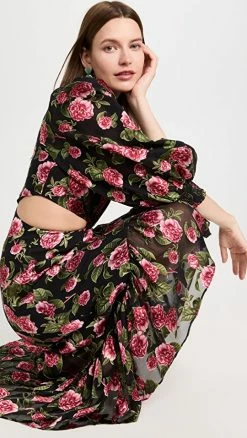 Cheapest ???? Alice + Olivia Katia Deep V Neck Twist Front Maxi ???? Dress Cheri Floral ????