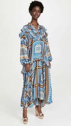 Best Pirce ⭐ ANYANGO MPINGA Lia Maxi ???? Dress Yellow/Blue ????