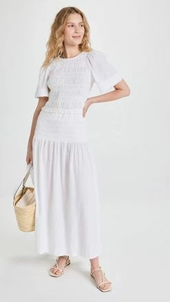 Budget ✔️ Apiece Apart Siempre Smock Maxi ???? Dress Cream ????