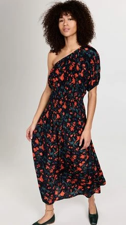 Outlet ???? Apiece Apart Marta One Shoulder Maxi ???? Dress Vibrant Floral ????