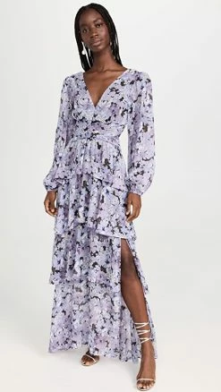 Best Sale ???? ASTR The Label Anora ???? Dress Black Purple Floral ❤️