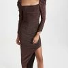 Buy ???? ASTR The Label Vanozza ???? Dress Brown Metallic ????