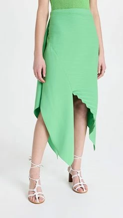 Coupon ✔️ A.W.A.K.E. MODE Asymmetric Pleated ???? Skirt Green ❤️