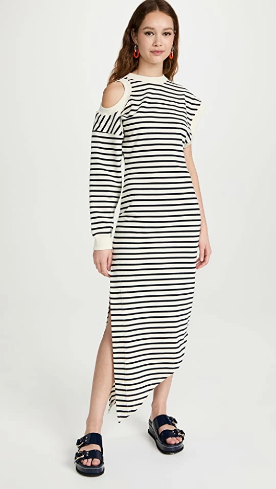 Cheap ❤️ A.W.A.K.E. MODE Long Sleeve Asymmetric ???? Dress White/Navystriped ✔️ 1 Cheap ❤️ A.W.A.K.E. MODE Long Sleeve Asymmetric ???? Dress White/Navystriped ✔️