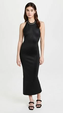 Cheapest ???? Alexander Wang Halter ???? Dress With Bonded Seams Black ✨