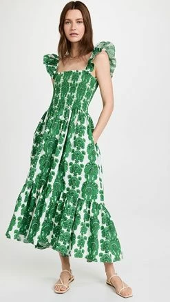 Outlet ???? Cara Cara Ruby ???? Dress Paisley Stripe Emerald ????