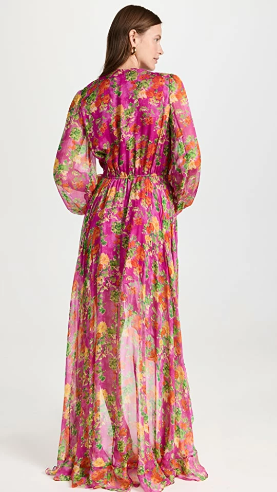 Cheapest ✔️ CAROLINE CONSTAS Vivian Gown Pink ☀️ Summer Floral ???? 2 Cheapest ✔️ CAROLINE CONSTAS Vivian Gown Pink ☀️ Summer Floral ???? - Image 2