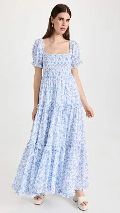 Flash Sale ???? CAROLINE CONSTAS Zuri ???? Dress White Blue Camel Toile ????