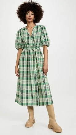 Coupon ???? Derek Lam 10 Crosby Tiana Belted Wrap ???? Dress Green Multi ????