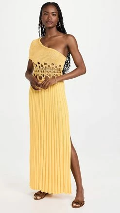 Buy ???? Christopher Esber Crochet One Shoulder ???? Dress Saffron ????