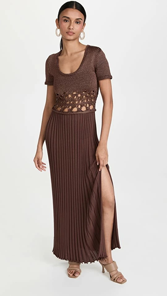 Cheapest ???? Christopher Esber Crochet Knit Short Sleeve ???? Dress Chocolate ???? 1 Cheapest ???? Christopher Esber Crochet Knit Short Sleeve ???? Dress Chocolate ????