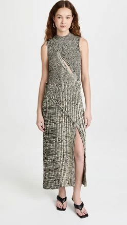 Best reviews of ???? Christopher Esber Deconstruct Spiral Knit ???? Dress Bone And Black ????
