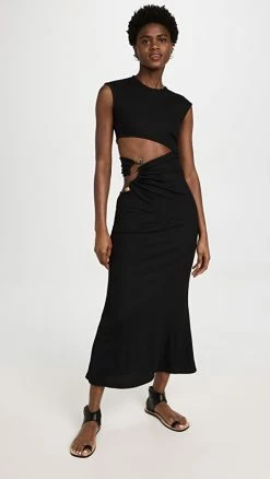 New ???? Christopher Esber Elongated Distort Quartz Split ???? Dress Black ????