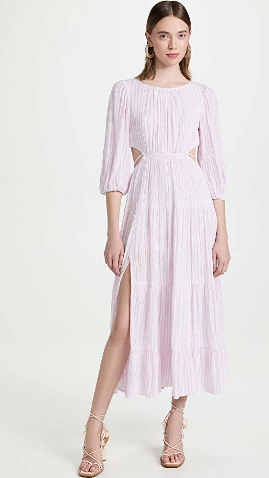 Promo ???? Cinq à Sept Lyle Smocked ???? Dress Pale Iris/Ivory ???? 1 Promo ???? Cinq à Sept Lyle Smocked ???? Dress Pale Iris/Ivory ????