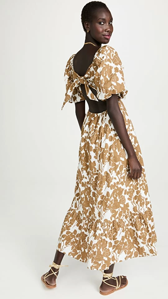 Promo ???? English Factory Floral Print Maxi ???? Dress Tan ???? 2 Promo ???? English Factory Floral Print Maxi ???? Dress Tan ???? - Image 2