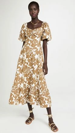 Promo ???? English Factory Floral Print Maxi ???? Dress Tan ????