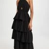 Budget ???? Endless Rose Crossed Halter Neck Tiered Maxi ???? Dress Black ❤️