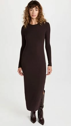 Best deal ???? Enza Costa Knit Crew Sweater ???? Dress Bitter Brown ????