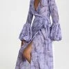 Best Pirce ✨ Fe Noel Puff Sleeve Wrap ???? Dress Hibiscus Print Lilac Multi ✨