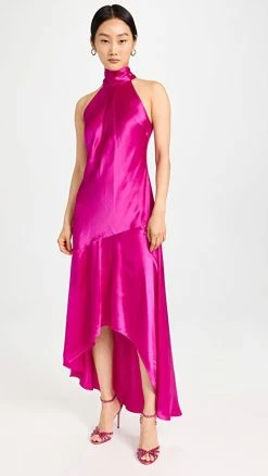 Deals ⌛ FRAME Draped Neck Tie Halter ???? Dress Magenta ????