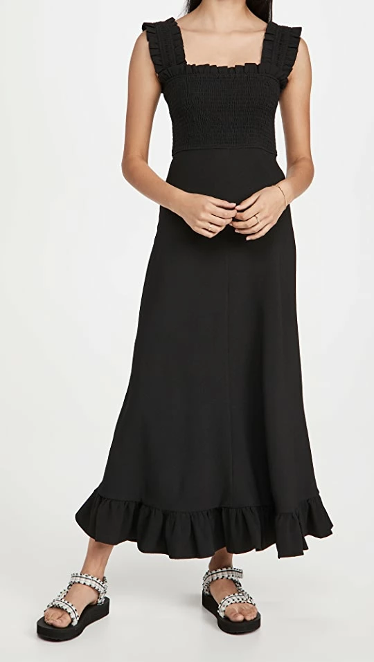 Outlet ???? GANNI Heavy Crepe Maxi ???? Dress Black ???? 1 Outlet ???? GANNI Heavy Crepe Maxi ???? Dress Black ????