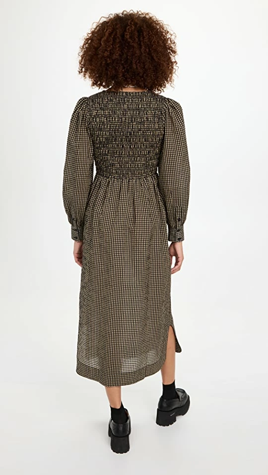 Cheapest ⭐ GANNI Seersucker Check U-Neck Maxi Smock ???? Dress Gingham Starfish ???? 2 Cheapest ⭐ GANNI Seersucker Check U-Neck Maxi Smock ???? Dress Gingham Starfish ???? - Image 2