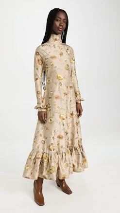 Best reviews of ???? House Of Aama Country Girl ???? Dress Taupe Floral Silk Dupioni ????