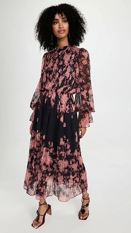 Discount ✔️ Hemant And Nandita Luana Pleated Long ???? Dress Black ???? 1 Discount ✔️ Hemant And Nandita Luana Pleated Long ???? Dress Black ????