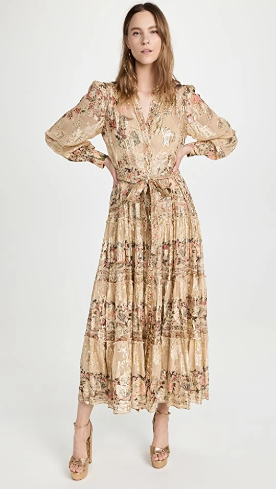 Discount ???? Hemant And Nandita Long Flocked ???? Dress Beige ⌛ 1 Discount ???? Hemant And Nandita Long Flocked ???? Dress Beige ⌛