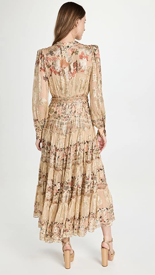 Discount ???? Hemant And Nandita Long Flocked ???? Dress Beige ⌛ 2 Discount ???? Hemant And Nandita Long Flocked ???? Dress Beige ⌛ - Image 2