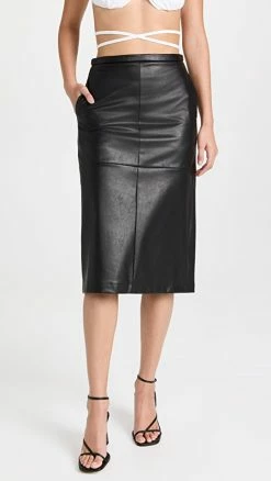 Wholesale ✨ Joe's ???? Jeans Doreen Cross Seamed Vegan Leather ???? Skirt Jet Black ????