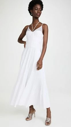Buy ???? Jonathan Simkhai Indy Plisse Poplin Bustier ???? Dress White ????