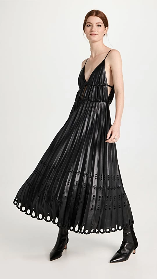 Cheap ✨ Jonathan Simkhai Alpine Laser Cut Vegan Leather Midi ???? Dress Black ???? 1 Cheap ✨ Jonathan Simkhai Alpine Laser Cut Vegan Leather Midi ???? Dress Black ????