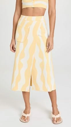 Deals ???? JoosTricot Midi ???? Skirt Solid Gloss Swirls Banana / Coconut Swirls ❤️