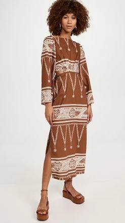 Best Sale ???? Johanna Ortiz Underwater Sanctuary Midi ???? Dress Ornaments Maya Ecru/Tabasco ✔️