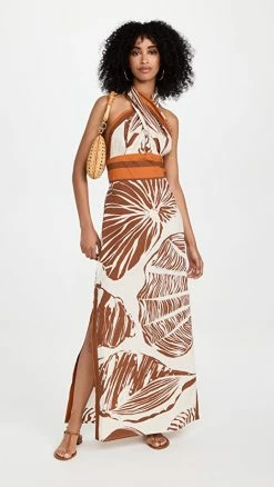 Best Sale ???? Johanna Ortiz Una Concha En El Mar Maxi ???? Dress LaMer Tabasco/Soft Yellow/Rust ????
