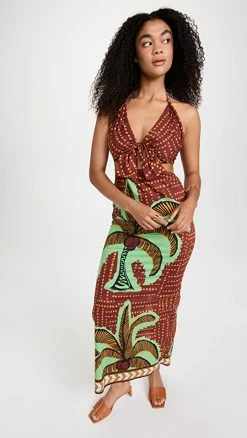 Deals ???? Johanna Ortiz Congo River Ankle ???? Dress Coconuts Burnt Maroon/MystqGrn ⭐