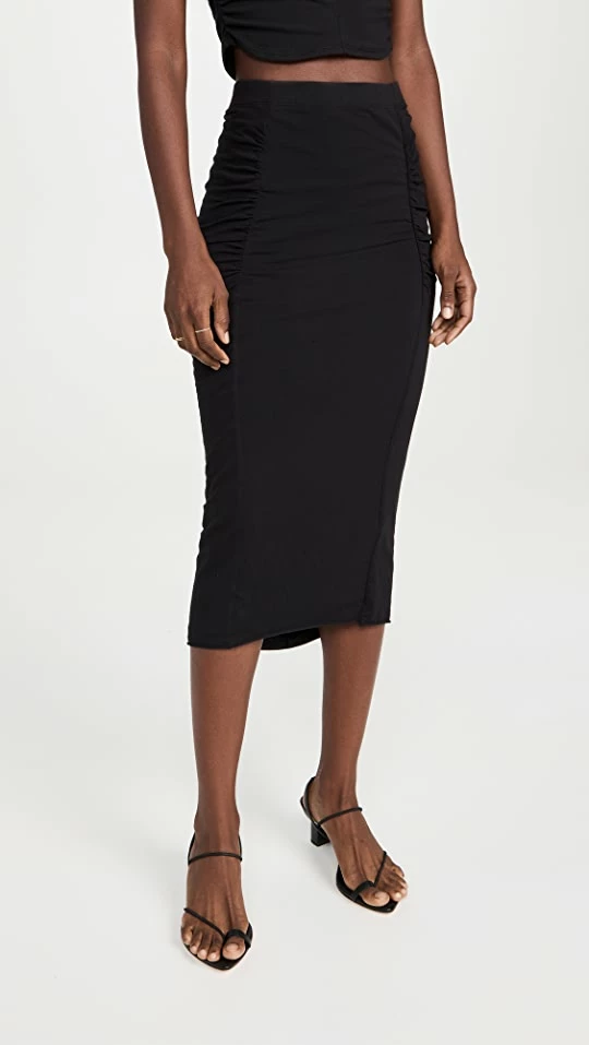 Hot Sale ???? James Perse Brushed Jersey Shirred Panel ???? Skirt Black ???? 1 Hot Sale ???? James Perse Brushed Jersey Shirred Panel ???? Skirt Black ????