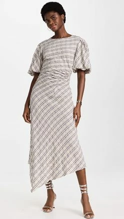 Best Pirce ???? Jonathan Simkhai STANDARD Marnie Washed Plaid ???? Dress Ceramic Plaid ????