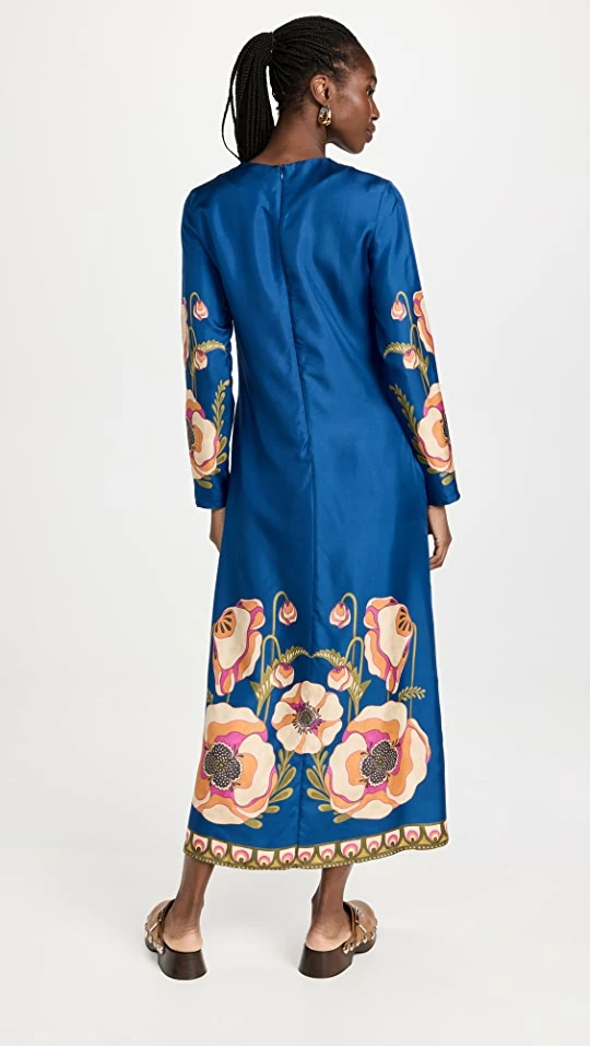 Best Sale ???? La Double J Long Sleeve Swing ???? Dress Poppies Blue Placée ???? 2 Best Sale ???? La Double J Long Sleeve Swing ???? Dress Poppies Blue Placée ???? - Image 2