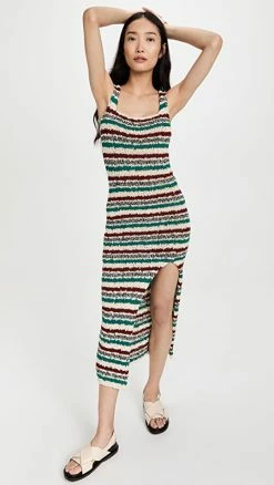 Best Pirce ???? Marni Striped Sleeveless ???? Dress Raisin ????