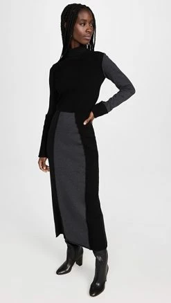 Hot Sale ???? MM6 Maison Margiela Mock Neck ???? Dress Black Overdyed ????