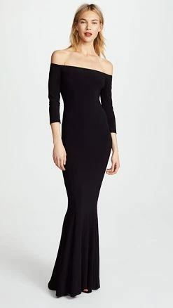 Budget ⌛ Norma Kamali Kamali Kulture Off Shoulder Fishtail Gown Black ⌛